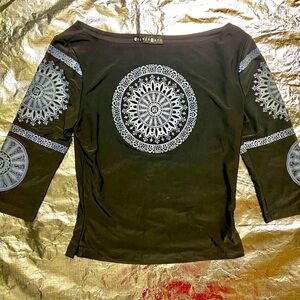 Y2K, Rave, Vintage SilverGate, shimmery fitted S, stretchy top